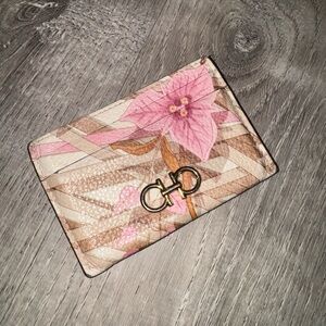FERRAGAMO Salavatore Ferragamo Vimini Floral Print Leather Card Case